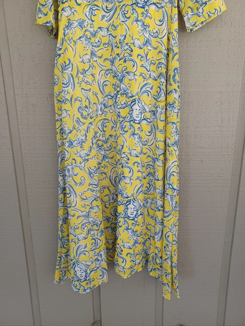 Tory Burch Printed Cotton Maxi Dress Size S Women Pocket Drawstring Resortwear